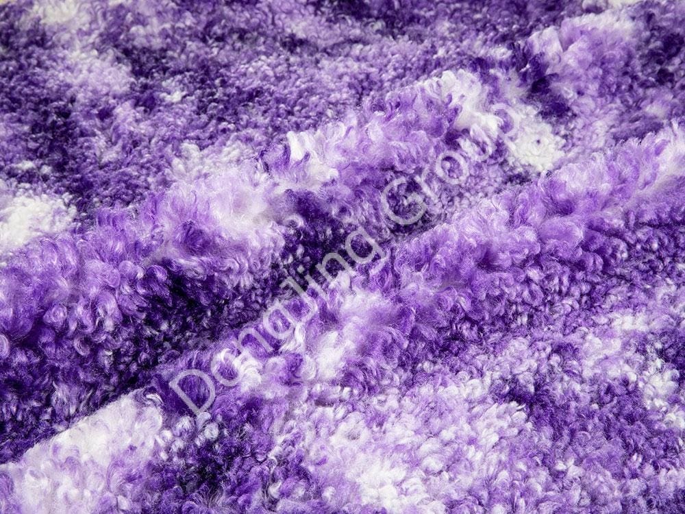 8T0821-Fialová okrúhla sieťovina rovnakej farby s imitáciou vlny faux fur fabric