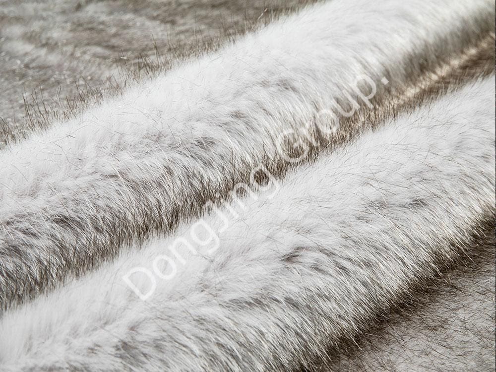 9HG0091-Bielo farbená kožušina kávovej líšky faux fur fabric