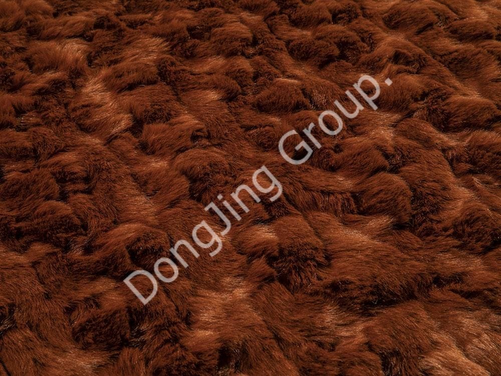 9HG0245-Tmavohnedá česaná králičia srsť faux fur fabric