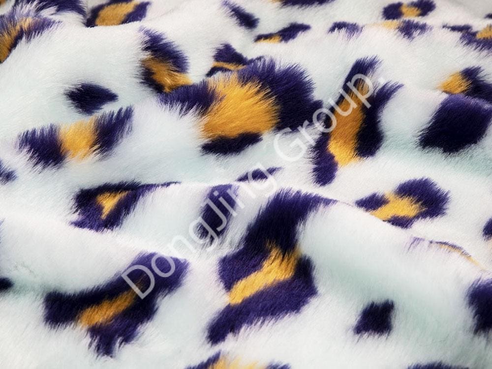 9HW0390-Trojfarebná žakárová (Landi žltá) leopardí kruh s leopardím vzorom faux fur fabric