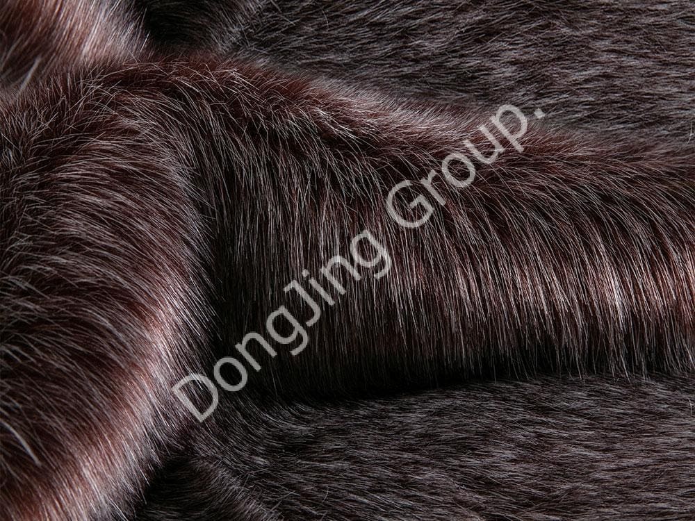 9KW0176-Červená sponka na kávu odfarbená kožušina z líšky chlpatej faux fur fabric