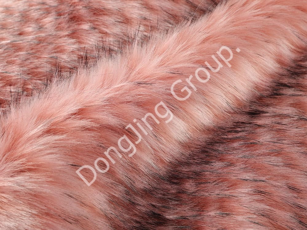 9W0684-Ružové vlasy mývala ananásu faux fur fabric